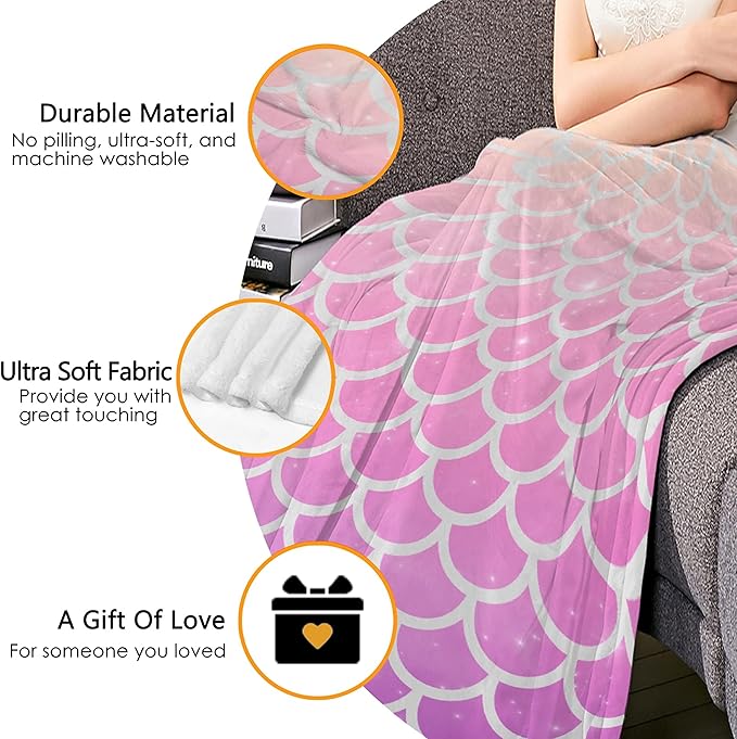 Thuswarm Vivid Shiny Scale Flannel Blanket for Autumn Winter Gifts Warm Cozy Soft Funny Print Throw for Bed Couch Sofa 40”×30” XSmall for Pets