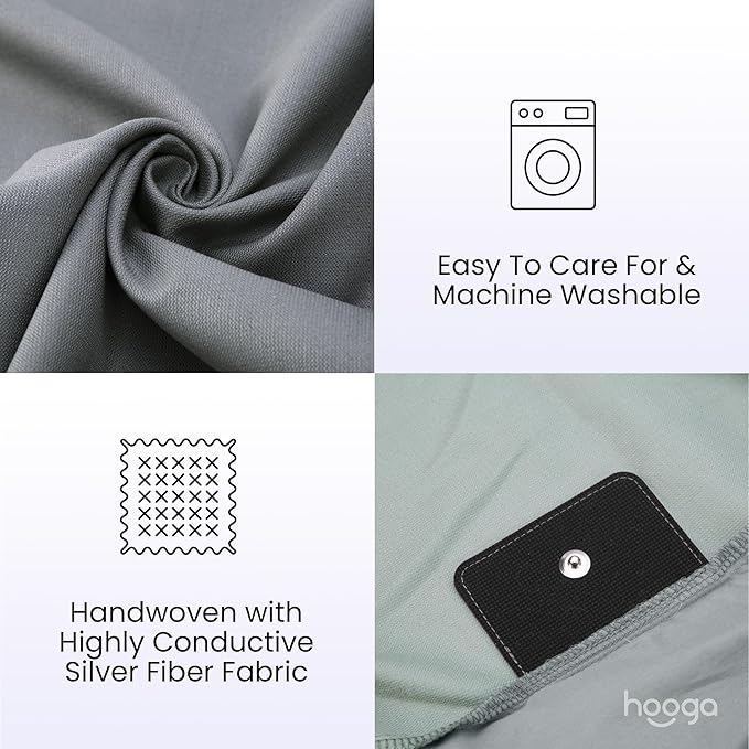 Grounding Sheets, Queen Size, 94% Organic Cotton, 6% Conductive Silver, Fitted, 60"x80"x15", Gray with 15 Ft Cord