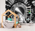 XMPMBM-Capsule Space backsplash Large Decorative Wallpaper Starship Nursery Room Boys Bedroom Bathroom Wall Mural- W 154" X H 105"（112 Square Foot）