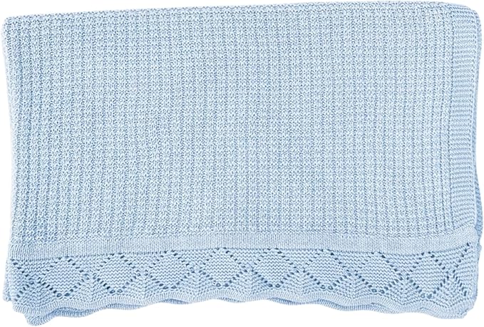 Baby Knit Blanket, 100% Cotton Waffle Patterns, Soft, Cozy, Lightweight Swaddle for Newborn & Infant Swaddling Beige Neutral, Perfect Baby Shower Ideas Baby Blue 28x36