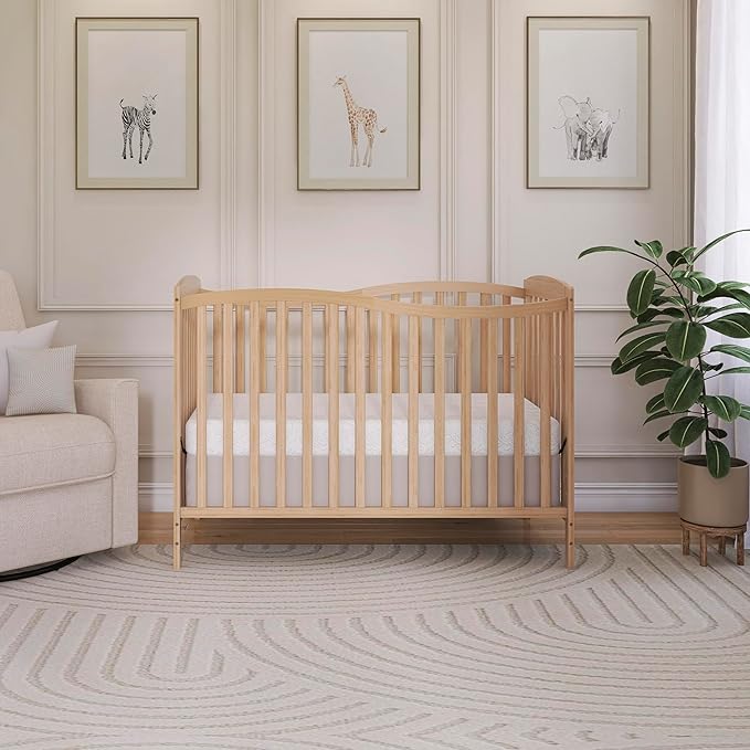 Dream On Me Chelsea 5-in-1 Convertible Full-Size Baby Crib in Natural, GreenGuard Gold & JPMA, Pinewood, 4 Mattress Heights, Converts to Toddler, Day & Full-Size Bed, Modern Classic Nursery