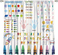 Kids Educational Alphabet Curtain,Boho Watercolor Alphabet Pastel Numbers Shapes Colors for Girls Child Nursery Home Kids Printed Rod Pocket Blackout Window Drapes for Bedroom Living Room 55"W X 63"L