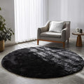Black Round Rug 6Ft for Bedroom Aesthetic, Fluffy Plush Circle Area Rugs for Living Room, Large Big Fuzzy Modern Cool Carpet for Baby Kids Teen Boys Mens, Office Playroom Nursery Apartment Home Decor