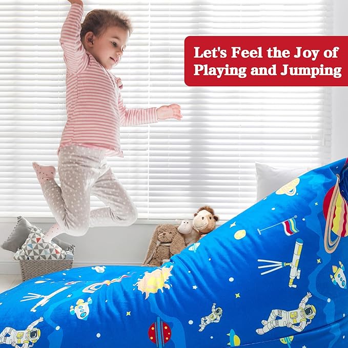 Jorbest Stuffed Animal Storage, Soccer Stuffed Animal Bean Bag Storage, Bean Bag Chair Cover for Kids, Luxury Velvet Stuffie Seat - Cover ONLY (200 L/52 Gal)