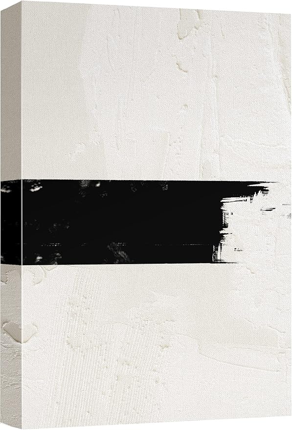 SIGNWIN Canvas Print Wall Art Geometric Black Stripe Tan Color Field Abstract Shapes Illustrations Minimalism Contemporary Nordic Relax/Calm Zen Decorative for Living Room, Bedroom, Office - 24"x36"