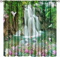 Scenery Waterfall Blackout Curtains, China Country Landscapes Nature Pattern Window Drapes, for Bedroom Living Room 52" W X 84" L