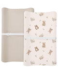 Changing Pad Cover for Baby Boy Girl 2 Pack, Muslin Changing Table Pad Covers with Boho Style, Neutral Nursery Bedding Essentials Soft and Breathable (Teddy & Friends)