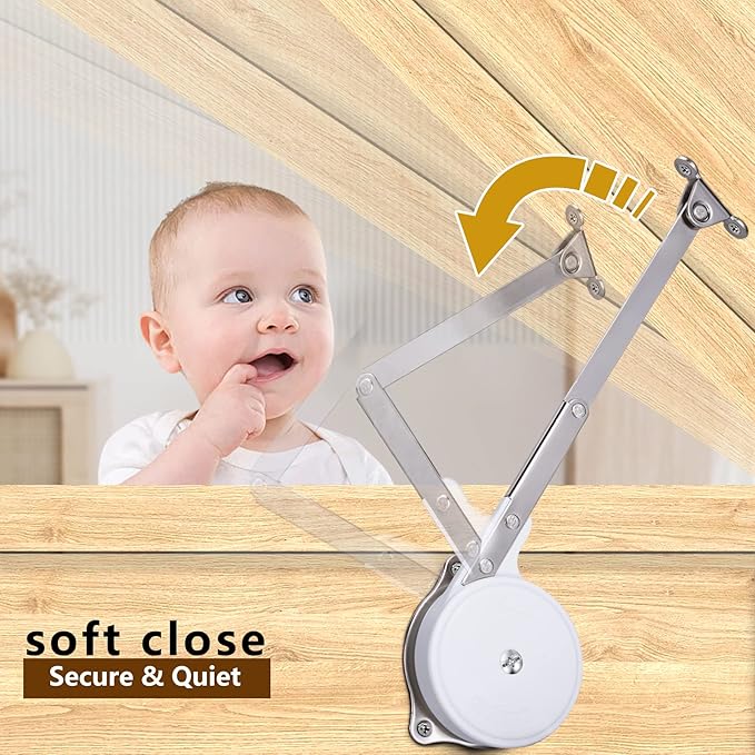 2 Pack | Toys Box Hinges Soft Close - HBL’ Lid Support Chest Hinges for Wooden Toy Box, Cedar, Storage Trunk & Benches, Made of Zinc Alloy, Safety & Heavy Duty.