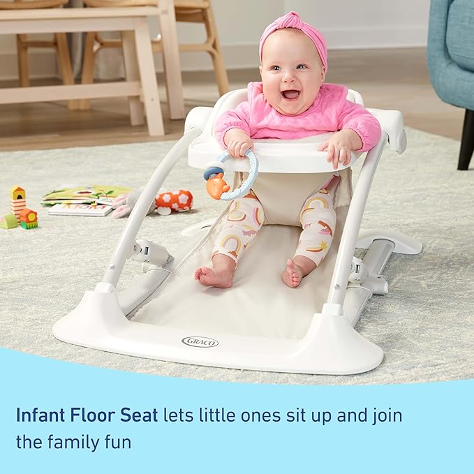 Graco Jumpstart 4-in-1 Adjustable Infant Activity Bouncer & Jumper, Versatile Baby Swing, Floor Seat, and Kids Chair with Snack Tray, Geo Pop