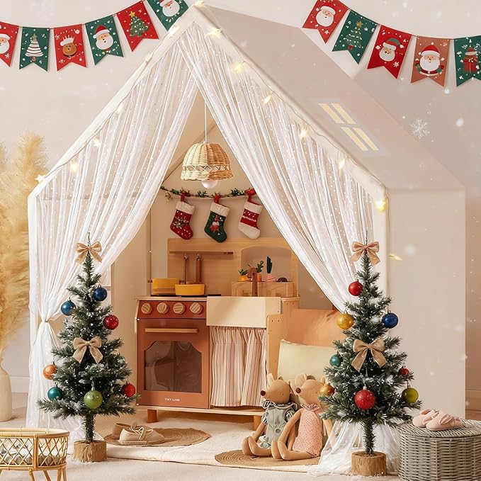 Tiny Land Kids Play Tent, Kids Tent for Girls and Boys, Indoor Playhouse for Toddlers, Large Play House | Reading Nook (Lace Play Tent)