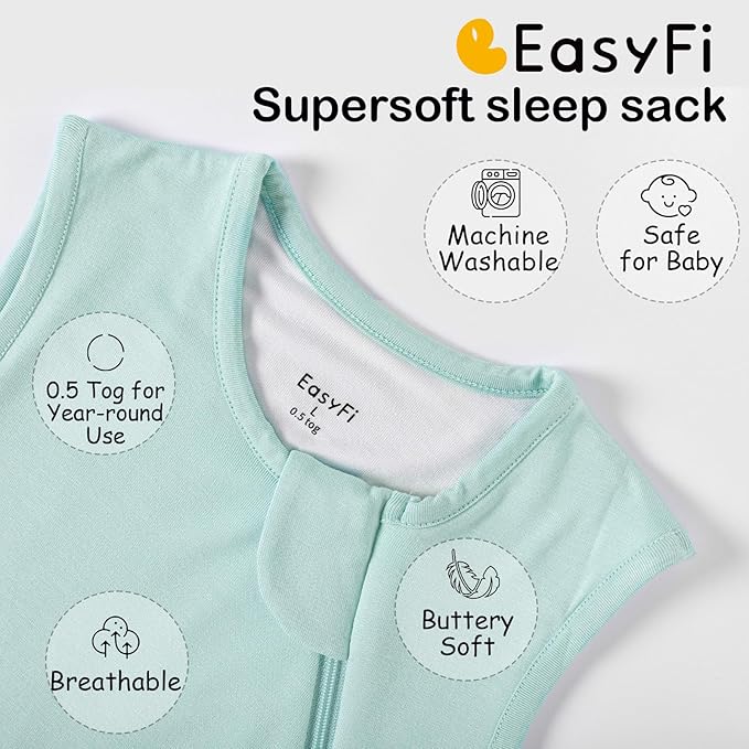 Supersoft Rayon Made from Bamboo Sleep Sack 18-24 Months 0.5 Tog Lightweight Toddler Sleep Sack 2t Baby Wearable Blanket with 2-Way Zipper Summer Unisex Sleeping Bag for Babies - Green