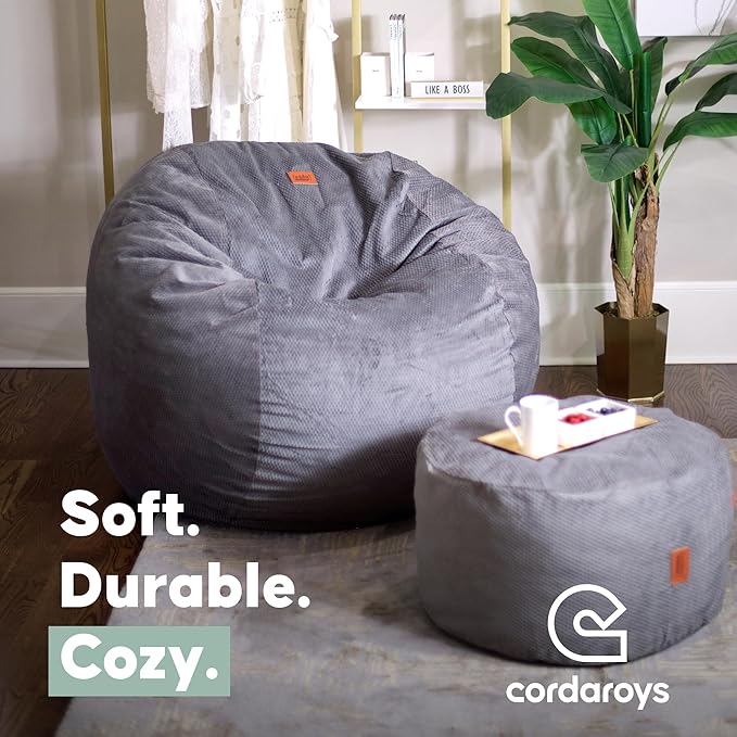 CordaRoy's Chenille Bean Bag-Convertible Bean Bag Chair-Machine-Washable Chenille Fabric Cover-for Basement,Living Room,Game Room,Dorm & More - Full Size - Moss | Made in The USA