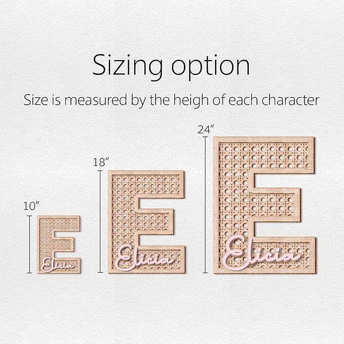 Personalized 3D Name Sign for Nursery, Custom Boho Floral Name Sign, 3D Wooden Layered Handmade Letter Wall Decor for Nursery or Child's Bedroom, Rattan Baby Name Sign