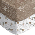 Pack and Play Sheets Fitted, Mini Crib Sheets 2-Pack for Pack N Play Mattress, Stretchy Playpen Sheet for Boys Girls, Softness and Breathable, 38" x 26"