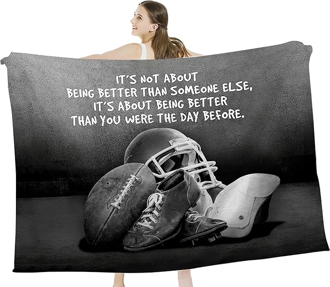 Football Blanket Football Throw Blanket Football Gifts and Decor Sports Blanket for Boys Men Girls Women Kids Adults Soft Warm Cozy Fleece Blanket for Couch Sofa Bed 80"x60"