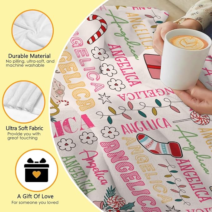 Custom Christmas Blanket | Personalized Holiday Blanket for Boys Girls | Plush Cozy Custom Name Blanket | Christmas Decor Personalized Gifts Name Blanket | 90"x120"-Familys/King Size