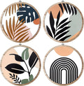 Qunclay 4 Pieces Boho Wall Art Wooden Round Wall Decor Hollow-out Hanging Art Nursery Decor Farmhouse Geometric Hanging 10 Inch Aesthetic Wood Minimalist for Apartment Bedroom Bathroom Gift(Elegant)