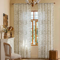 ENJOYBRIDAL Floral Curtains 96 Inch Long Boho Semi Sheer Drapes 2 Panels Bedroom Living Room Farmhouse Window Curtain Panels Rod Pocket French Country Vintage Cute Window Treatments