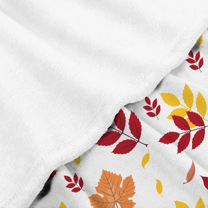 Thuswarm Autumn Colorful Pecan Leaf Flannel Blanket for Autumn Winter Gifts Warm Cozy Soft Funny Print Throw for Bed Couch Sofa 50”×40” Small for Kid