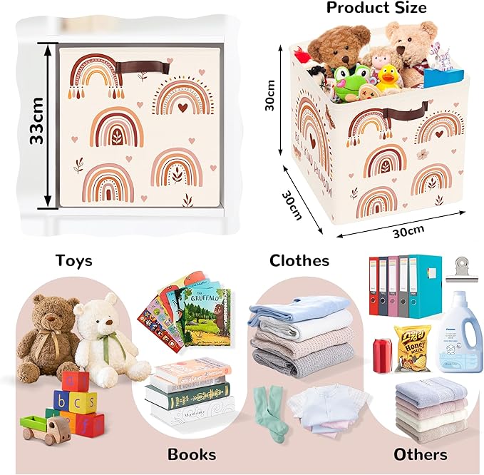 Clastyle Rainbow Kids Storage Cube Organizer Set Boho Closet Clothes Cube Storage Bin Nursery Toddler Toy Box Chest Boys Girls Book Shelf Basket,Butterfly,11.8x11.8x11.8 in