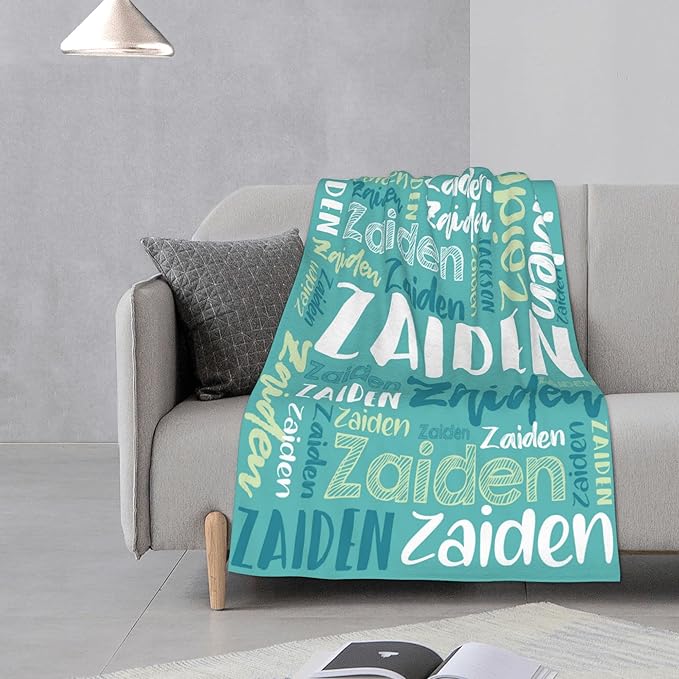 Dr.TOUGH Personalized Blankets with Name Customized Baby Blankets for Girls Boys Adults Personalized Name Blanket for Kids Adults (Mint Green,60''×80'')