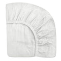 Mini Crib Sheets for Baby, Fitted Pack N Play Mattress and Mini Cribs 24" x 38", Neutral Muslin Cotton Mini Crib Mattress Sheet with Boho Style, Soft and Breathable Comfort (White)