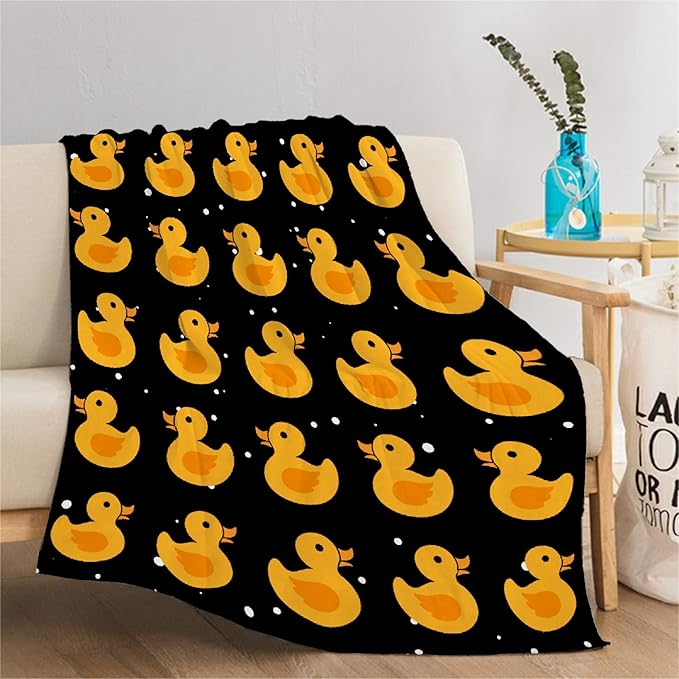 Thuswarm Cute Snowflake and Duck Flannel Blanket for Autumn Winter Gifts Warm Cozy Soft Funny Print Throw for Bed Couch Sofa 60”×50” Medium for Teen