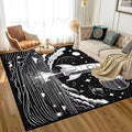 6' x 9' Space Rocket Rug for Kids Bedroom Black Stars Rugs Galaxy Carpet Planet Printed Throw Rugs for Boys Children Living Room,180x275cm