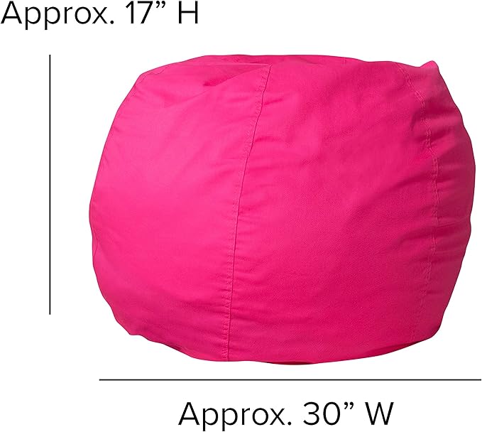 EMMA + OLIVER Small Solid Hot Pink Bean Bag Chair for Kids and Teens