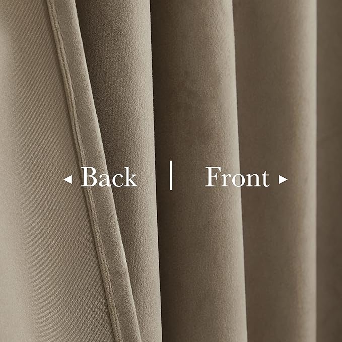 StangH Camel Beige Curtains 92 inches Long Super Soft Velvet Privacy Protect Thermal Insulated Window Drapes Back Tab Luxury Decor for Bedroom Living Room, W52 x L92, 2 Panels