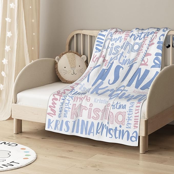 Dr.TOUGH Personalized Blankets with Name Customized Baby Blankets for Girls Boys Adults Monogrammed Blankets and Throws Christmas Birthday Mothers Fathers Valentines Day Gift (Light Blue,30''×40'')