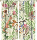Forest Animal Curtains, Kids Rustic Wild Animal Window Treatments Watercolor Cute Woodland Fox Hedgehog Window Drapes for Nursery Toddler Bedroom 42x45in