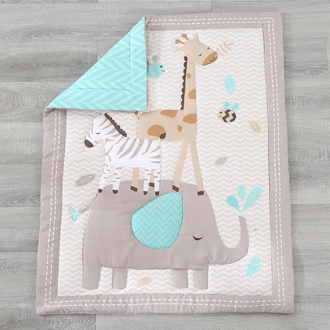 Wowelife Elephant Crib Bedding Set Gray, Premium 3-Piece Baby Bedding Set Elephant, Safari Newborn& Infant Nursery Bedding Set for Baby Boy, Gray