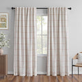 MYSKY HOME 100% Blackout Plaid Farmhouse Linen Curtains 90 Inch Long 2 Panels Set for Living Room Double Layer Checkered Drapes Thermal Insulated Privacy Protection Rod Pocket Back Tab, 52" W, Tan