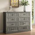 CARPETNAL Farmhouse 8 Drawer Dresser for Bedroom, 55 Inch Wide Modern Grey Dresser TV Stand with Large Drawers & Bar Handles, Rustic Wood Chest of Drawers for Bedroom, Living Room, Hallway, Entryway.