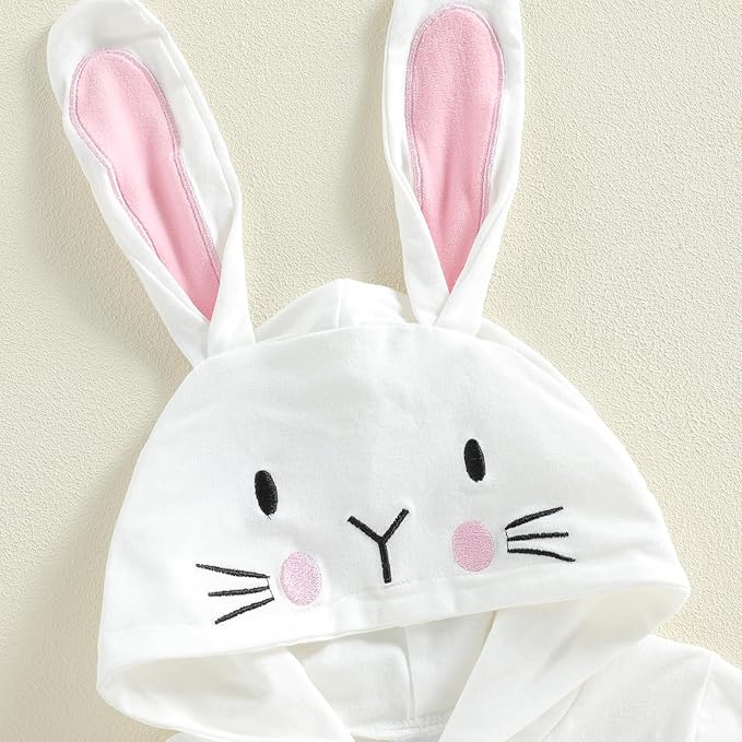 Twopumpkin My First Easter Outfit Baby Girl Newborn Bunny Onesie Ruffle Tulle Tutu Dress Romper Hooded Jumpsuit With Ear