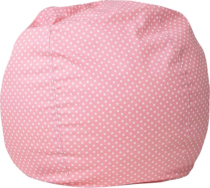 EMMA + OLIVER Small Light Pink Dot Bean Bag Chair for Kids and Teens