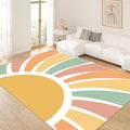 Machine Washable Rainbow Rugs Bedroom Fluffy Plush Soft Area Rugs Rainbow Sunshine Sun Print Living Room Non-Slip Indoor Flooring Kids Girls Boys Home Decor Aesthetics 5x8ft