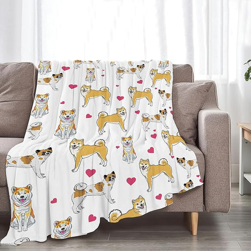 Akita Dog Throw Blanket - Gifts and Decor for Girls, Women, Kids, Adults - Soft Warm Cozy Fleece for Couch, Sofa, Bed - Cute Dog Design - 50"x40"