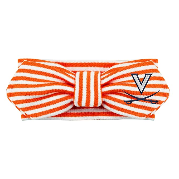 Creative Knitwear Virginia Cavaliers Infant Girls Orange/White Striped Hair Knot Headband Embroidered Logo - Size Newborn - 4T