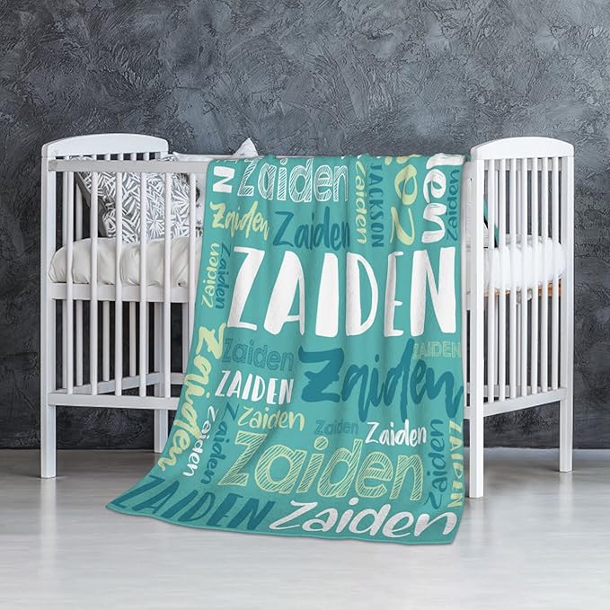 Dr.TOUGH Personalized Blankets with Name Customized Baby Blankets for Girls Boys Adults Monogrammed Blankets and Throws Christmas Birthday Mothers Fathers Valentines Day Gift (Mint Green,30''×40'')