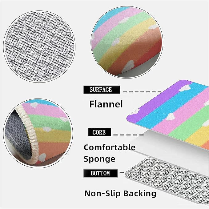 Soft Rainbow Area Rugs Girl's Bedroom Fluffy Colorful Rugs Cute Floor Mats Furry Children's Play Mats White Cloud Rainbow Prints Living Room Kids Room Nursery Home Decor 5x8ft