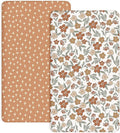 Crib Sheets for Boys and Girls, 2 Pack Fitted Baby Sheets for Standard Toddler Mattress 28" x 52", Soft Breathable Jersey Knit Baby Bedding (Rusty Garden)