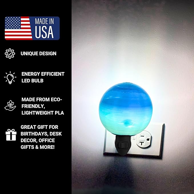 Neptune Night Lights | 5" Neptune Night Lamp LED Light | 3D Solar System NightLight, Planet Home Décor, Space Nursery, Kids Room, Space Gift, Birthday Gifts, Bedroom Decorations