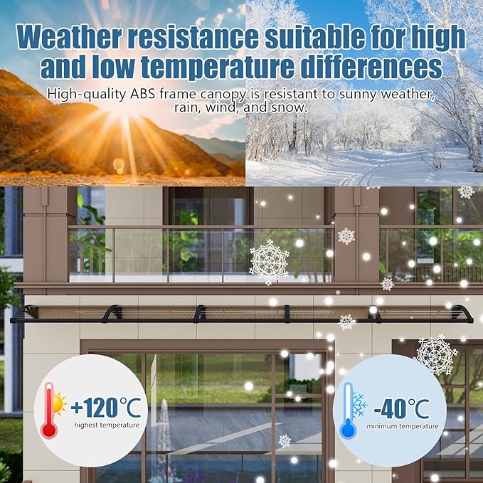 40''*40'' Window and Door Exterior, UV/Rain/Snow/Sunlight Protection Sheet,UPF 50+ Polycarbonate Overhang Canopy,House Overdoor Awnings for Door Entrance Outside/Patio/Porch/Deck