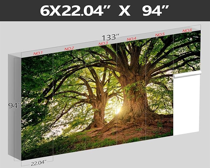 XMPMBM-Sunshine Forest backsplash Decorative Wallpaper Large Tree Bedroom Bathroom Wall Mural- W 132" X H 92"（93 Square Foot）