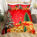 Feelyou Christmas Bedding Duvet Cover Set Kids Christmas Tree Bedding Set Boys Girls Snowflake Gift Boxes Decor Comforter Cover Set Microfiber Xmas Theme Bedspread Cover Bedroom Bedclothes Twin Size