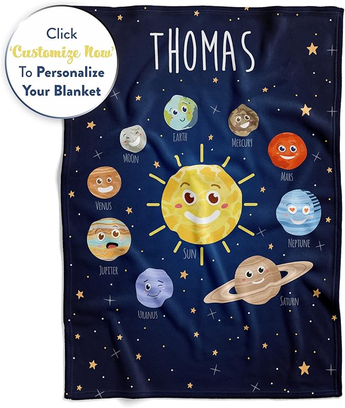 Custom Space Blanket for Kids | Warm Fleece Throw | Room Decor | Plush Flannel Toddler | Soft Cozy Star Galaxy | Personalized Baby Gift (Space V1, Fleece - 60x80)
