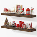 Dreamland 40 Inches Floating Shelves for Wall, 9.3" Deep Long Floating Shelves Set of 2, Large Display & Storage Shelf, Wall Shelf for Bathroom Bedroom Living Room Kitchen Office, Rustic Brown