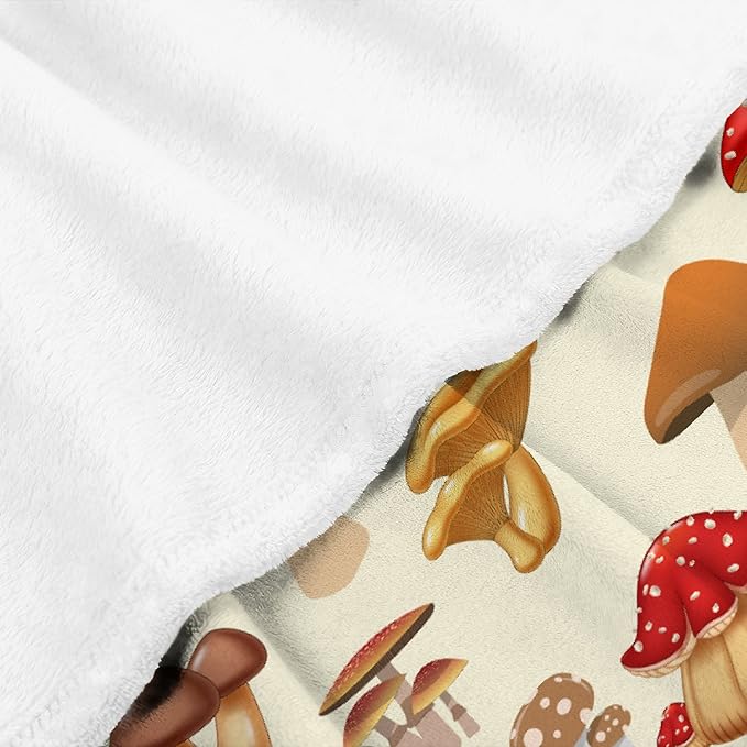 Thuswarm Colorful Wild Mushroom Flannel Blanket for Autumn Winter Gifts Warm Cozy Soft Funny Print Throw for Bed Couch Sofa 40”×30” XSmall for Pets